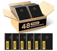 Taja Lot de 48 carnets de réunion pour organisation du travail - Carnet de travail avec articles d'action, planificateur de réunion, fournitures de bureau parfaites pour homme et femme, noir