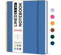 Taja Spiral Lined Notebook, 8.5"x11" Notebooks for Work, Large A4 Journal for Women & Men, College Ruled Journaling Notebook for Writing, Plastic Cover Spiral Journal, Royal Blue