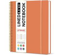 Taja Spiral Lined Notebook, 8.5"x11" Notebooks for Work, Large A4 Journal for Women & Men, College Ruled Journaling Notebook for Writing, Plastic Cover Spiral Journal, Coral