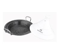 Baumalu, Tajine inox 30 cm avec couvercle céramique blanc, compatible tous feux dont induction, design élégant et durable, taille 30 cm, couleur blanc, Acier Inoxydable