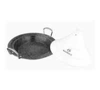 Baumalu, Tajine inox 30 cm avec couvercle céramique blanc, compatible tous feux dont induction, design élégant et durable, taille 30 cm, couleur blanc, Acier Inoxydable