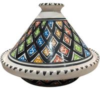 Tajine Bakir Multicolore Fait Main Tunisien - Tajine Traditionnel pour Cuisson au Four - Céramique Artisanale 27 cm -