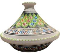 Tajine Bakir Royale Coloré Vert Fait Main Tunisien - Tajine Traditionnel pour Cuisson au Four - Céramique Artisanale 27 cm -