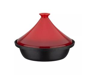 Tajine en Fonte Couvercle Céramique Induction Bicolore GSW Rouge Gris Anthracite D30