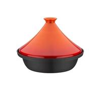 Tajine fonte massive - GSW - 30 x 22 cm - Couvercle céramique - Induction - Orange
