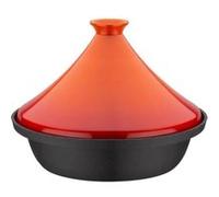 Tajine fonte massive - GSW - 30 x 22 cm - Couvercle céramique - Induction - Orange