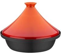Tajine fonte massive - GSW - 30 x 22 cm - Couvercle céramique - Induction - Orange