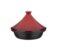 Tajine fonte massive - GSW - 30 x 22 cm - Couvercle céramique - Induction - Rouge