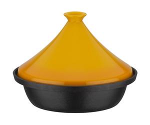 Tajine - GSW - 717434 - Ø30 cm - Fonte d'acier massive - Induction - Couvercle céramique - Noir / Jaune