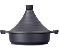 Marmite à tajine marocaine | Intronisation | Couvercle auto-arrosant 28 cm de large en métal | Casserole de tajine à cuisson lente traditionnelle super antiadhesive (Svart)