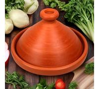Tajine marocain pour la cuisson, original du Maroc, pour 4 à 5 personnes, Ø 30 cm, fait à la main, sans substances nocives, non émaillé, tajin naturel, fait à la main, terre cuite