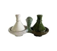 Tajine marocaine mini de 2 porte-sauces, porte-épices en céramique peinte à la main. Dimensions : environ 16 x 8 x h 8,5 cm