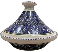 Tajine Royal Bakir Bleu Nuit Fait Main Tunisien - Tajine Traditionnel pour Cuisson au Four - Céramique Artisanale 27 cm