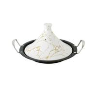 Tajine Royal Swiss 34 cm - Acier inoxydable, revêtement antiadhésif, couvercle porcelaine - Toutes sources de chaleur, induction, gaz, électrique - Cuisine saine (Blanche, 34 cm)