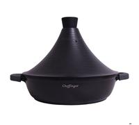 Tajine Tous Feux dont Induction - Plat Tajine Marocain 28cm Marmite tajine avec Couvercle en Aluminium antiadhésif - Noir