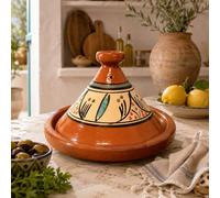 Tajine XL 35 cm en terre cuite peinte à la main - Casserole traditionnelle marocaine + eBook gratuit 0107261106