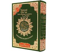 Tajweed Coran anglais signifiant traduction et translittération, taille : 17 × 24 cm vert