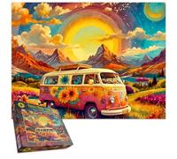 Take a Hippy Trip Puzzle de 1000 pièces - Aventure en camping-car dynamique avec paysage époustouflant - Pour adultes - Taille 66 x 50 cm