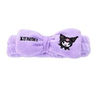Take Care - Bandeau pour cheveux de la peau avec nœud central | Bandeau de maquillage et beauté réglable - Variantes Kuromi & My Melody Hello Kitty Friends [Violet Kuromi]