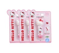 TAKE CARE | Baumes à lèvres Hello Kitty | Nourrit, protège & répare les lèvres sèches ou abimées | Vitamine E | Parfum Cerise | +90% d'ingrédients naturels | Vegan | Lot de 3