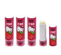 TAKE CARE | Baumes à lèvres Hello Kitty | Protège naturellement les lèvres fragilisées | Saveur fraise | Sans allergène, sans colorant & sans huile minérale | Huile de ricin | Vegan | Lot de 4x 4,5g