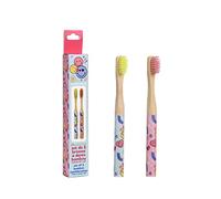 TAKE CARE - Smiley, Set de 2 Brosses à Dents Enfant en Bambou, Soins Dentaires, Hygiène Dentaire, Enfants, Junior, 14,5cm