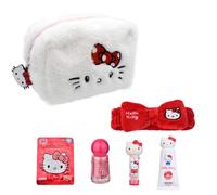 TAKE CARE | Trousse de toilette Hello Kitty + soins beauté | Crème Mains & Baume Lèvres Cerise, Bandeau Cheveux, Vernis Rose Irisé & Masque Tissu Visage Hydratant | +90% d'ingrédients naturels | Vegan