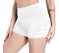 Take Idea Short de fitness pour femme - Tendance - Design gaze - Taille haute - Pantalon de yoga - Sans couture - Opaque - Pantalon de course - Confortable - Short de surf, Blanc., M