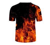 Take Idea T-shirt pour homme - Flamme réaliste - Impression 3D - Haut avec col rond - Coupe droite - Respirant - Matériau stretch - Manches courtes - Mode streetwear, jaune, XL
