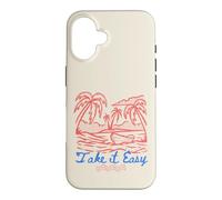 Take It Easy Coastal Vibes Beach Palm Tree Summer Coque pour iPhone 16