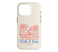 Take It Easy Coastal Vibes Beach Palm Tree Summer Coque pour iPhone 16 Pro
