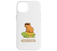 Take It Slow | Adorable Capybara sur Turtle Kawaii Pun Coque pour iPhone 14 Plus