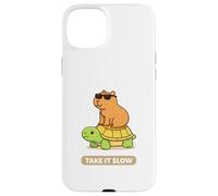 Take It Slow | Adorable Capybara sur Turtle Kawaii Pun Coque pour iPhone 15 Plus
