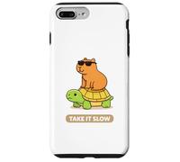 Take It Slow | Adorable Capybara sur Turtle Kawaii Pun Coque pour iPhone 7 Plus/8 Plus