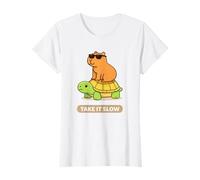 Take It Slow | Adorable Capybara sur Turtle Kawaii Pun T-Shirt
