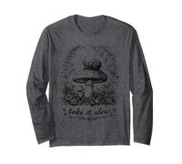 Take It Slow Snail, Cottagecore T-Shirt Champignon Manche Longue