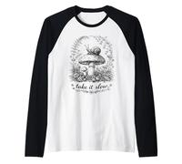 Take It Slow Snail, Cottagecore T-Shirt Champignon Manche Raglan