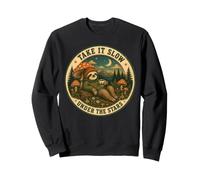 Take It Slow Under The Stars Paresseux Champignon Camping Sweatshirt