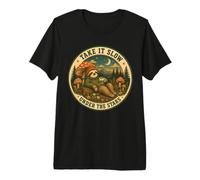 Take It Slow Under The Stars Paresseux Champignon Camping T-Shirt Haut de Gamme