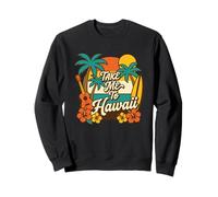 Take Me to Hawaï Ukulélé rétro Motif Palmiers Sweatshirt
