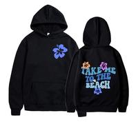 Take Me to The Beach Sweat à Capuche Unisexe imprimé Casual Sport rétro Harajuku Graffiti Pull-Over