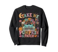 Take Me to The Pumpkin Patch Halloween Black Cat Fall Truck Sweatshirt