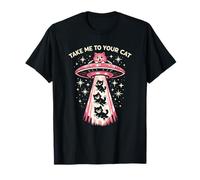 Take Me to Your Cat Retro UFO Alien Humour Space Art SciFi Go T-Shirt