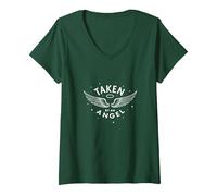 Taken by an Angel : Celestial Wings, J'adore ma Copine T-Shirt avec Col en V, Femme, Vert Forêt, XXL
