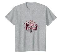 Taken & Proud I Heart My Girlfriend Romantique Saint-Valentin T-Shirt, Enfant, Gris Chiné, 3 Ans