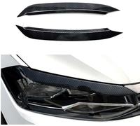 TAKENE Sourcil de Phare pour VW Polo Ⅵ MK6 AW Standard 2018 2019 2020 2021, Protection des Enjoliveurs de Phares et Remplacement de la Décoration,Carbon Look