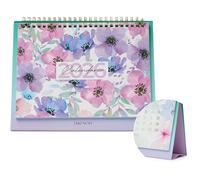 Takenote Calendrier 2026 Bureau - 21,5x15,5 cm, Vue Mensuelle, 12 Mois, Plannings Annuel & Mensuel, Espace Notes, Double Spirale, Espagnol & Anglais - Carla