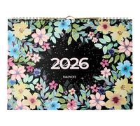 Takenote Calendrier Mural 2026 - Taille 31,5 x 23 cm, Vue Mensuelle, 12 Mois de Janvier à Décembre, Planning Mensuel avec Espace pour Notes, Reliure à Double Spirale, Espagnol et Anglais - Adele