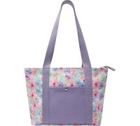 Takenote Sac Tote Bag - Format 47x32 cm, 4 Poches : Principale avec Fermeture Éclair + 2 Intérieures + Extérieure avec Bouton, Sac à Main avec Anse, Motif Floral, Polyester Résistant et Léger - Violet
