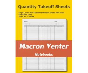 Takeoff Sheets for Quantity Surveying / Construction Estimating - Measurements Notebook:: 100 Non-Standard Dimension Sheets with Feint and Margins - Ruled Both Sides (Single-Leaved Page Format)